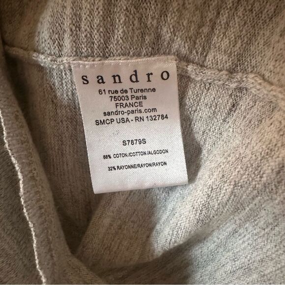 Sandro  Lightweight Knitted Gray Hoodie Sweater Size Small - Picture 5 of 5